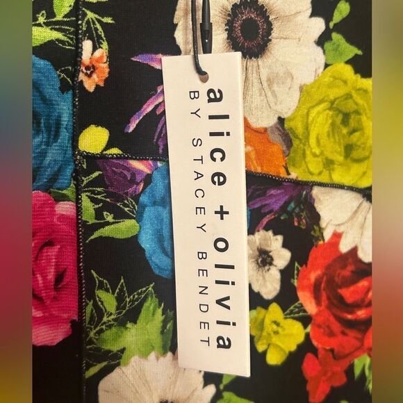 NWT Alice & Olivia Delora Floral Printed Long Sleeve Paneled Mini Dress Size 8 - Picture 5 of 12